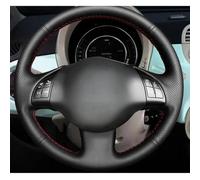 VBCXGV Hand-stitched Black Leather Car Steering Wheel Cover Trim, For Fiat 500 2007-2015 500e 2014-2018 500C 2014-2017
