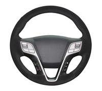 VBCXGV Hand-stitched Black Suede Car Steering Wheel Cover, For Hyundai Santa Fe 2013-2018 ix45 2013 2014 2015 2016