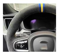 VBCXGV Hand-stitched Black Suede Car Steering Wheel Cover, For Volvo S90 XC90 2015-2022 XC60 S60 V60 2018-2022