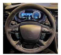 VBCXGV Hand-stitched Black Suede Car Steering Wheel Cover Interior Accessories, For Ford Taurus 2015-2017
