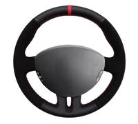 VBCXGV Hand-Stitched Black Suede Leather Car Steering Wheel Cover, For Renault Clio 3 2005-2013 Clio Dynamics 2008 Mk 3 2010