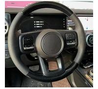VBCXGV Hand-Stitched Car Steering Wheel Cover Carbon Black Leather, For Haval Dargo Great Wall Tank 300 2021-2023