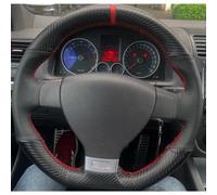 VBCXGV Hand-Stitched Carbon Black Leather Car Steering Wheel Cover, For Golf 5 Mk5 GTI Golf 5 R32 Passat R GT 2005