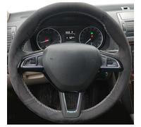 VBCXGV Hand-stitched Suede Black Car Steering Wheel Cover, For Skoda Rapid Spaceback 2016 Octavia 2017 Fabia 2016 2017