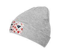 Vbcxza Fathers Day Love Dad Print Knitted Hat for Unisex,Soft Beanie, Warm Winter Knit Cap, Stretchy and Comfortable Gray