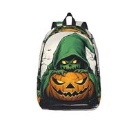 Vbcxza Green Ghost Horror Halloween Pumpkin Print Canvas Backpack,Medium And Small Sizes, Perfect For Hiking, Travel, And Everyday Use