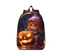 Vbcxza Halloween Cute Pumpkin Print Canvas Backpack,Medium And Small Sizes, Perfect For Hiking, Travel, And Everyday Use