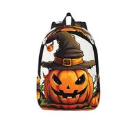 Vbcxza Halloween Cute Pumpkin Print Canvas Backpack,Medium And Small Sizes, Perfect For Hiking, Travel, And Everyday Use