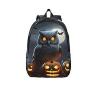 Vbcxza Halloween Owl Ghost Pumpkin Print Canvas Backpack,Medium And Small Sizes, Perfect For Hiking, Travel, And Everyday Use