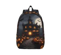 Vbcxza Halloween Pumpkin Print Canvas Backpack,Medium And Small Sizes, Perfect For Hiking, Travel, And Everyday Use