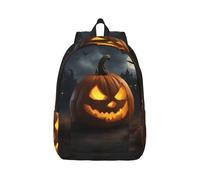 Vbcxza Halloween Pumpkin Print Canvas Backpack,Medium And Small Sizes, Perfect For Hiking, Travel, And Everyday Use