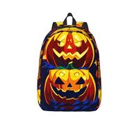 Vbcxza Halloween Pumpkin Print Canvas Backpack,Medium And Small Sizes, Perfect For Hiking, Travel, And Everyday Use