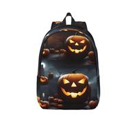 Vbcxza Halloween Pumpkin Print Canvas Backpack,Medium And Small Sizes, Perfect For Hiking, Travel, And Everyday Use