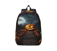 Vbcxza Halloween Pumpkin Print Canvas Backpack,Medium And Small Sizes, Perfect For Hiking, Travel, And Everyday Use