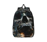 Vbcxza Horror Ghost Skull Print Canvas Backpack,Medium And Small Sizes, Perfect For Hiking, Travel, And Everyday Use