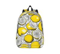 Vbcxza Lemon Fruit Pattern Print Canvas Backpack,Medium And Small Sizes, Perfect For Hiking, Travel, And Everyday Use