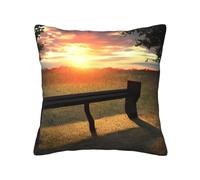 Vbcxza Lonely Bench Sunset Print Throw Pillow Cover - Decorative Pillow Case For Couch, Sofa And Bed In Various Sizes