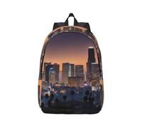 Vbcxza Los Angeles Skyline Print Canvas Backpack,Medium And Small Sizes, Perfect For Hiking, Travel, And Everyday Use