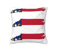 Vbcxza North Carolina State Flag Map Print Throw Pillow Cover - Decorative Pillow Case For Couch, Sofa And Bed In Various Sizes