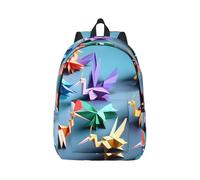 Vbcxza Origami Multicolor Papercraft Cranes Print Canvas Backpack,Medium And Small Sizes, Perfect For Hiking, Travel, And Everyday Use