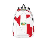 Vbcxza Peru Flag Map Print Canvas Backpack,Medium And Small Sizes, Perfect For Hiking, Travel, And Everyday Use