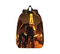 Vbcxza Romantic Paris Eiffel Tower Bycicle Print Canvas Backpack,Medium And Small Sizes, Perfect For Hiking, Travel, And Everyday Use