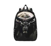 Vbcxza Runner Bull Skull Print Canvas Backpack,Medium And Small Sizes, Perfect For Hiking, Travel, And Everyday Use