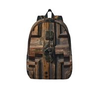 Vbcxza Rustic Antique Wooden Door Print Canvas Backpack,Medium And Small Sizes, Perfect For Hiking, Travel, And Everyday Use