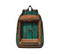 Vbcxza Rustic Antique Wooden Door Print Canvas Backpack,Medium And Small Sizes, Perfect For Hiking, Travel, And Everyday Use