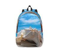 Vbcxza Sea Conch Shell Starfish Turtle Print Canvas Backpack,Medium And Small Sizes, Perfect For Hiking, Travel, And Everyday Use