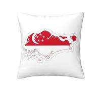 Vbcxza Singapore Flag Map Print Throw Pillow Cover - Decorative Pillow Case For Couch, Sofa And Bed In Various Sizes