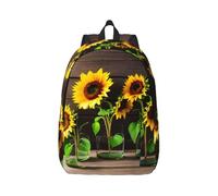 Vbcxza Three Sunflowers On Wooden Print Canvas Backpack,Medium And Small Sizes, Perfect For Hiking, Travel, And Everyday Use
