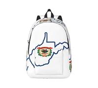 Vbcxza West Virginia State Flag Map Print Canvas Backpack,Medium And Small Sizes, Perfect For Hiking, Travel, And Everyday Use