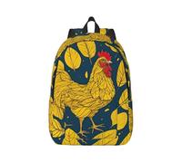 Vbcxza Yellow Leaves Chicken Print Canvas Backpack,Medium And Small Sizes, Perfect For Hiking, Travel, And Everyday Use
