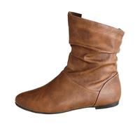VBEDKDEB Ankle Boots Women Boots Ankle Boots Women Fashion Pointed Toe Flat Short Sleeve Foot Pleats Stacked Flat Hundred Classic Ankle Boots Platform Women, coffee, 4 UK