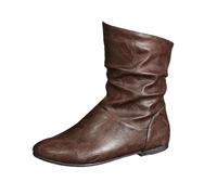 VBEDKDEB Ankle Boots Women Boots Ankle Boots Women Fashion Pointed Toe Flat Short Sleeve Foot Pleats Stacked Flat Hundred Classic Ankle Boots Platform Women, brown, 4.5 UK