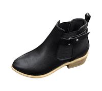 VBEDKDEB Ankle Boots Women's Boots Ankle Boots and Winter Suede Round Toe Elastic Sleeves Low Heel Single Boots Bare Winter Boots Women, black, 8.5 UK