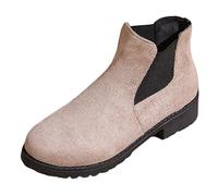 VBEDKDEB Ankle Boots Women's Boots Ankle Boots and Winter Suede Round Toe Elastic Sleeves Low Heel Single Boots Bare Wide Shaft Boots Women, White, 7 UK