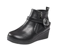 VBEDKDEB Ankle Boots Women's Boots Ankle Boots Mother Shoes Non-Slip Warm and Comfortable Short Boots Leather Shoes for Women Medium and Elderly People Fashion Short Ankle Boots, black, 7 UK