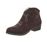 VBEDKDEB Ankle Boots Women's Boots Ankle Boots Winter Fashion Short Boots Bare Side Pull Thick Heel Women's Boots Western Cowboy Boots, coffee, 5.5 UK