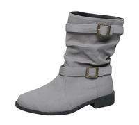 VBEDKDEB Ankle Boots Women's Boots Autumn and Winter Cowboy Boots Plain Simple Women's Border and Short Boots for Women Wellington Boots Short, gray, 4 UK