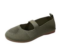 VBEDKDEB Ballerina Shoes Women's Comfortable Flat Ballet Flats Breathable Single Shoes Mesh Fashionable Plain Slip On Flat Sole Outerwear Flying Barefoot Ballet Flats Women, Light green, 8.5 UK