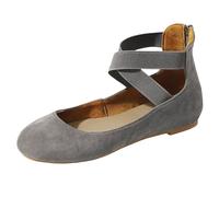 VBEDKDEB Ballerina Shoes Women's Comfortable Flat Ballet Flats Comfortable Mary Jane Ballet Flats with Round Toe and Elastic Strap Ballerina Women's Leather, gray, 5.5 UK