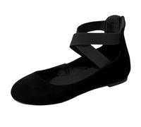 VBEDKDEB Ballerina Shoes Women's Comfortable Flat Ballet Flats Comfortable Mary Jane Ballet Flats with Round Toe and Elastic Strap Ballerina Women's Leather, black, 8 UK