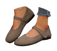 VBEDKDEB Ballerina Shoes Women's Comfortable Flat Ballet Flats Flat Retro Fashion Word Flat Mouth Small Leather Shoes with Skirt Mary Jane Shoes Ballerina Leather Women, brown, 5.5 UK