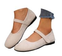 VBEDKDEB Ballerina Shoes Women's Comfortable Flat Ballet Flats Flat Retro Fashion Word Flat Mouth Small Leather Shoes with Skirt Mary Jane Shoes Ballerina Leather Women, White, 5.5 UK