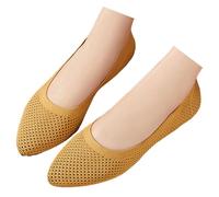 VBEDKDEB Ballerina Shoes Women's Comfortable Flat Ballet Flats Old Fabric Shoes Breathable Popular Knitted Mesh Fashion Women's Shoes Foldable Ballet Flats, yellow, 4 UK