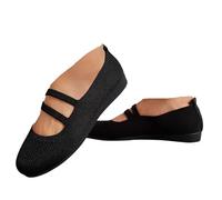 VBEDKDEB Ballerina Shoes Women's Summer Soft Slippers Comfortable Non-Slip Casual Shoes 2025 Casual Low Heel Flat Walking Shoes Breathable Slip On Mary Jane Shoes with Straps, A Black, 8.5 UK