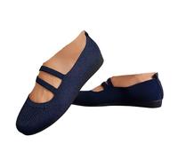 VBEDKDEB Ballerina Shoes Women's Summer Soft Slippers Comfortable Non-Slip Casual Shoes 2025 Casual Low Heel Flat Walking Shoes Breathable Slip On Mary Jane Shoes with Straps, A dark blue, 6 UK
