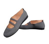 VBEDKDEB Ballerina Shoes Women's Summer Soft Slippers Comfortable Non-Slip Casual Shoes 2025 Casual Low Heel Flat Walking Shoes Breathable Slip On Mary Jane Shoes with Straps, A Grey, 3.5 UK